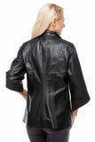 Tess Loose Women's 100% Real Black Leather Baggy Coat