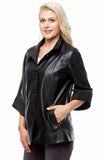 Tess Loose Women's 100% Real Black Leather Baggy Coat