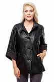 Tess Loose Women's 100% Real Black Leather Baggy Coat