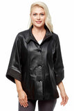 Tess Loose Women's 100% Real Black Leather Baggy Coat