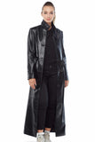 Women's 100% Real Black Leather Trench Coat