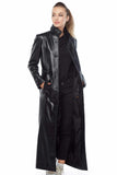 Women's 100% Real Black Leather Trench Coat