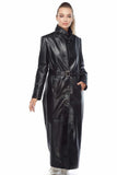 Women's 100% Real Black Leather Trench Coat