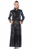 Women's 100% Real Black Leather Trench Coat