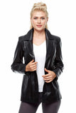 Pamela Stewart Women's 100% Real Black Leather Blazer