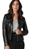 Women's 100% Real Black Leather Bryony Jacket