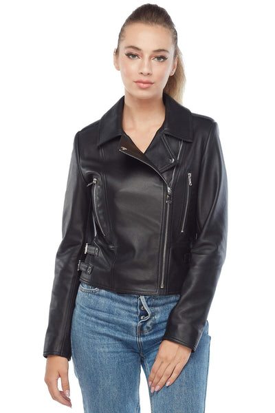 Catherine Women's 100% Real Moto Leather Jacket