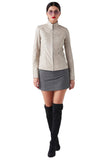 Cinzia Women's 100% Real Beige Leather Classy Jacket