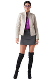 Cinzia Women's 100% Real Beige Leather Classy Jacket