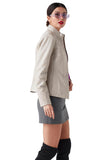 Cinzia Women's 100% Real Beige Leather Classy Jacket