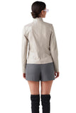 Cinzia Women's 100% Real Beige Leather Classy Jacket