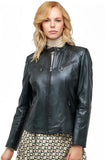 Clarice Women's 100% Real Black Leather Classic Noir Jacket