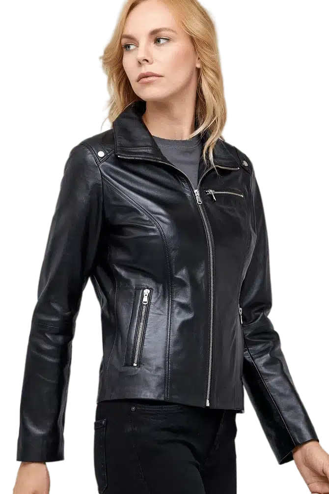 Claris Women's 100% Real Black Leather Jacket