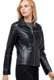 Claris Women's 100% Real Black Leather Jacket