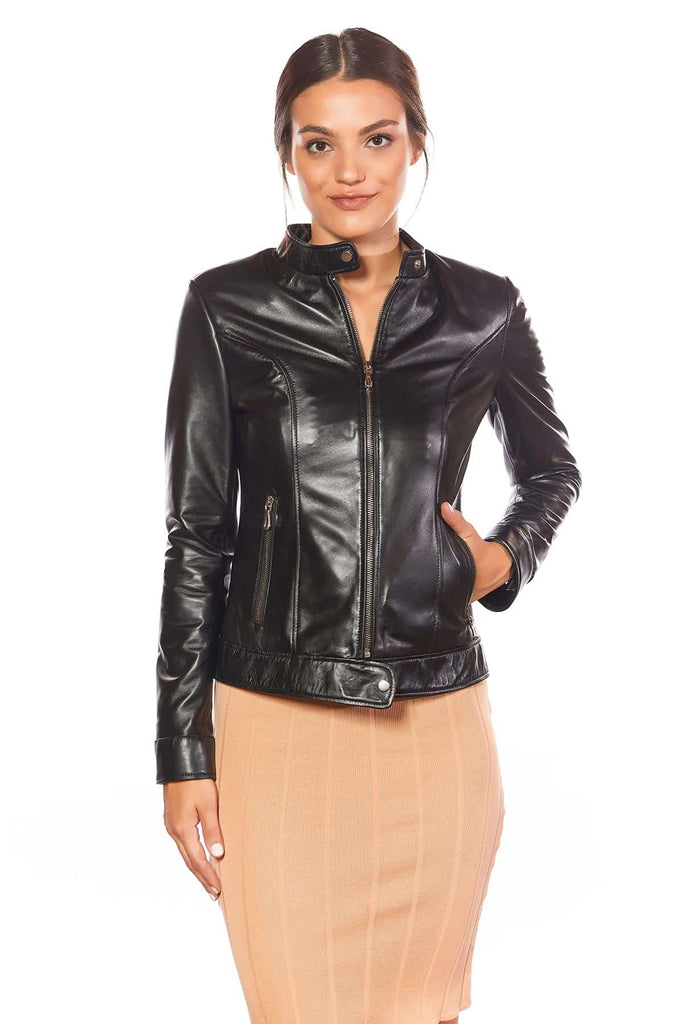 Bella Women's 100% Real Black Leather Jacket