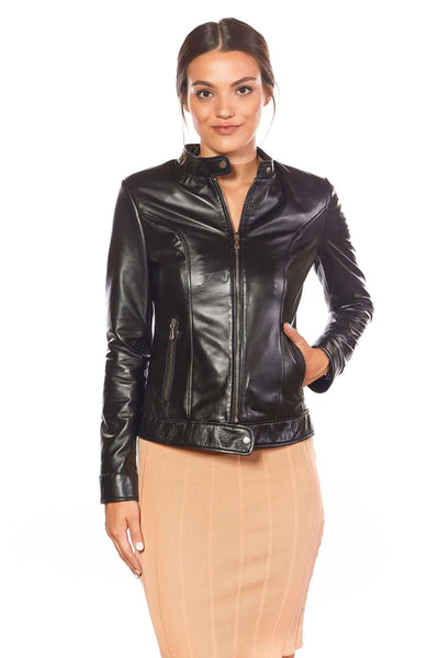 Bella Women's 100% Real Black Leather Jacket