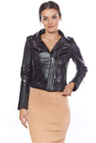 Women's 100% Real Black Leather Biker Style Jacket
