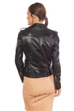 Women's 100% Real Black Leather Biker Belted Jacket