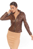 Women's 100% Real Brown Leather Sport Jacket