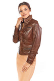 Eva Women's 100% Real Brown Leather Sport Jacket
