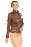 Eva Women's 100% Real Brown Leather Sport Jacket