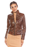 Eva Women's 100% Real Brown Leather Sport Jacket