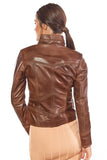 Eva Women's 100% Real Brown Leather Sport Jacket
