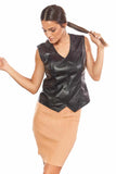 Eva Women's 100% Real Black Leather Vest