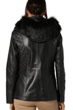 Women's 100% Real Black Leather Hooded Dazzling Jacket