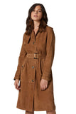 Doutzen Kroes Women's 100% Real Milk Chocolate Suede Leather Trench Coat