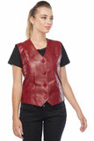 Emily Women's 100% Real Red Leather Vest