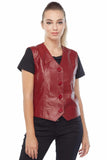 Emily Women's 100% Real Red Leather Vest
