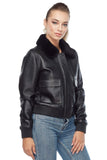 Emma Women's 100% Real Black Leather Bomber Jacket