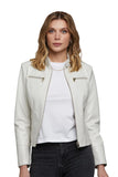 Estee Lalonde Women's 100% Real Beige Leather Biker Jacket