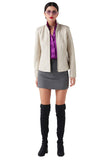 Gizem Women's 100% Real Beige Leather Classy Jacket