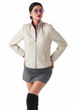 Gizem Women's 100% Real Beige Leather Classy Jacket