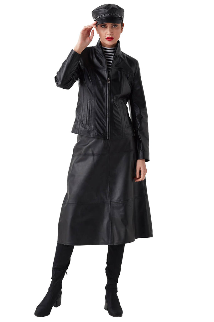 Gizem Women's 100% Real Black Leather Stylish Jacket