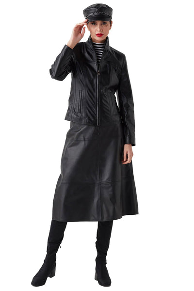 Gizem Women's 100% Real Black Leather Stylish Jacket