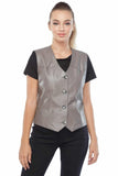 Isabella Women's 100% Real Grey Leather Vest