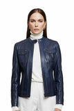 Isla Women's 100% Real Insignia Blue Leather Buttery Soft Jacket