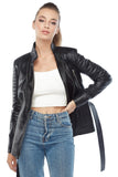 Women's 100% Real Black Leather Judy Coat