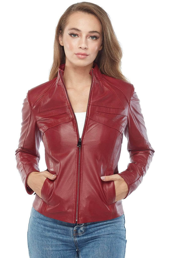 Karen Gillan Women's 100% Real Red Leather Jacket