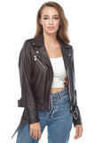 Katharine Women's 100% Real Brown Leather Biker Jacket