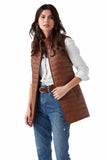 Maya Women's 100% Real Tan Leather Long Vest