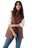 Maya Women's 100% Real Tan Leather Long Vest