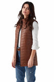 Maya Women's 100% Real Tan Leather Long Vest