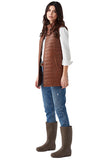 Maya Women's 100% Real Tan Leather Long Vest