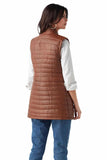 Maya Women's 100% Real Tan Leather Long Vest