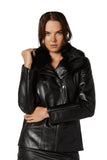 Melissa Women's 100% Real Black Leather Fur Jacket