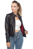 Mia Women's 100% Real Black Leather Moto Jacket
